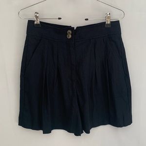 Jason Wu Linen Blend Pleated Shorts High Waist Black Size 2